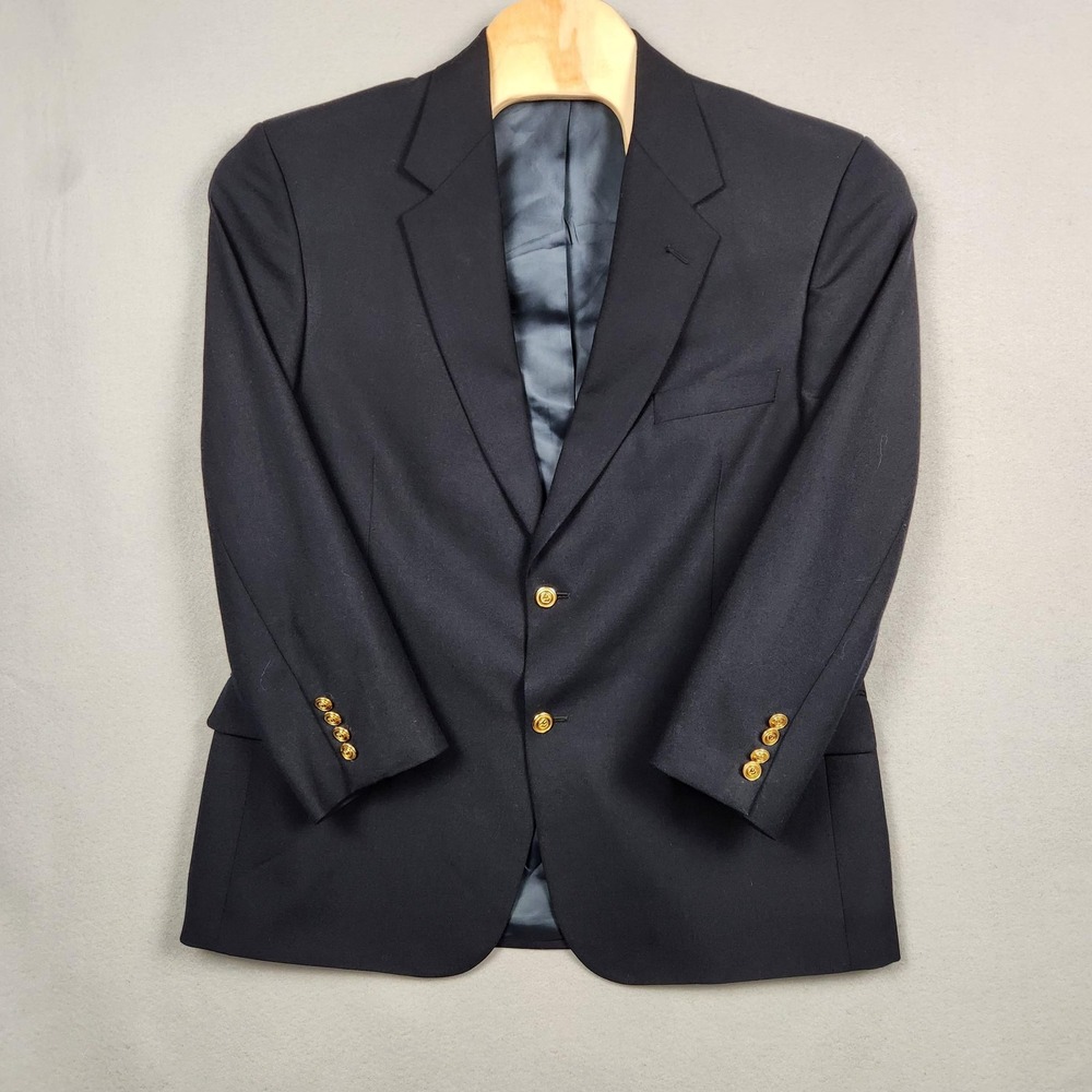 Wimbledon of England Blazer Mens 44R Navy Wool Blend Gold‎ Buttons Dillard's